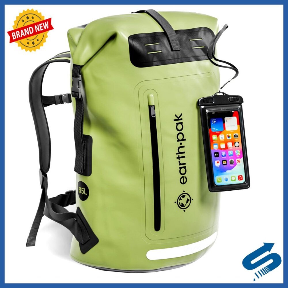 Waterproof Hiking Backpack with Roll-Top Closure and Padded Straps